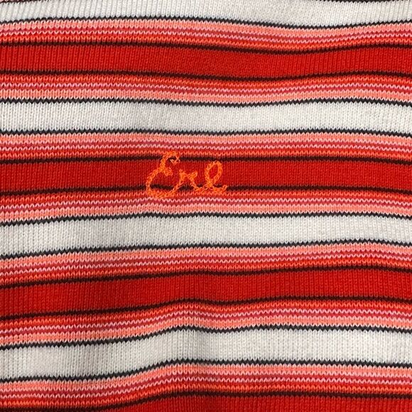 NWOT ERL White and Red Embroidered Striped Sweater - Picture 5 of 6